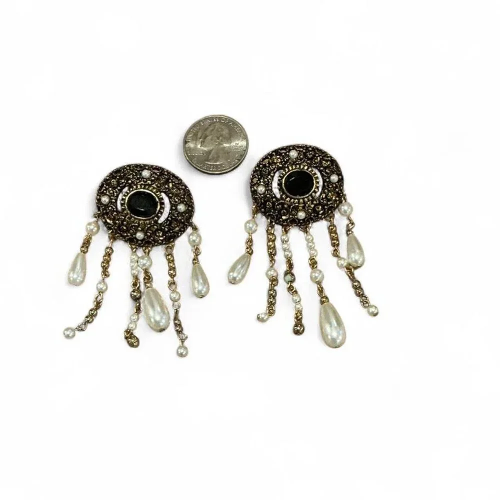 Vintage Pearl‎ Dark Romance Chandelier Earrings Gothic Romantic Statement